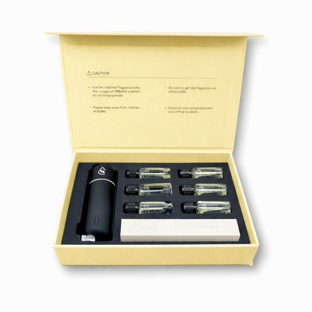 Difuzér do Auta MINIgo Black + vůně do auta 6 ks