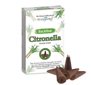 Vonné kužely Na rostlinné bázi Tekoucí Dým - CITRONELA A CITRONOVÁ TRÁVA 12 ks/balení